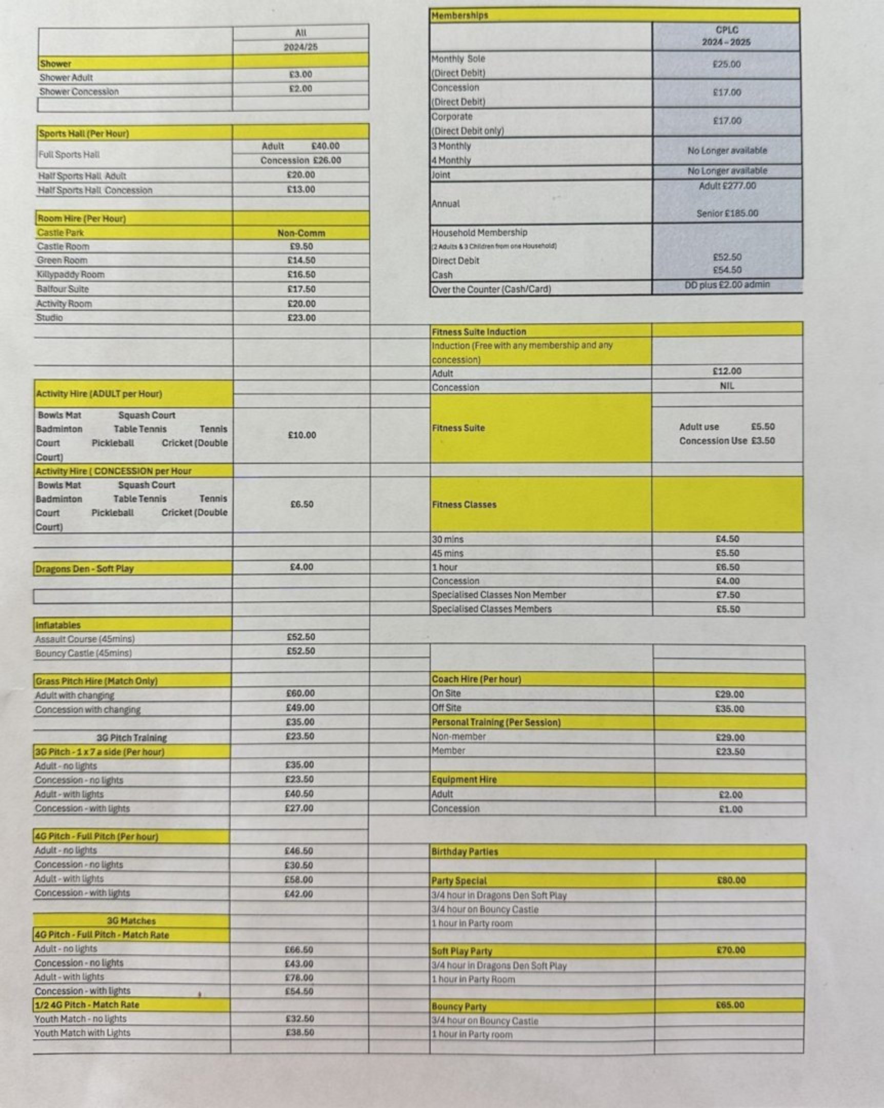 Price List 202425 Fermanagh & Omagh District Council