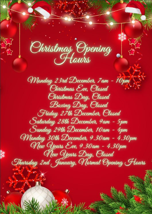 Christmas Opening Hours   2024